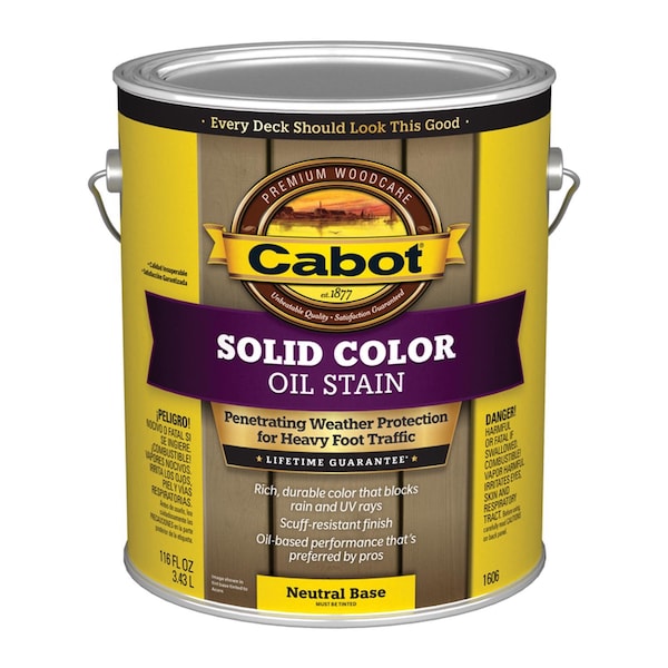 Solid Color Oil Stain Solid Tintable Neutral Base Oil-Based Alkyd Deck Stain 1 gal